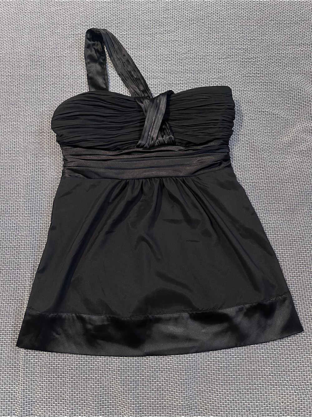 Silky Black One-Shoulder Blouse